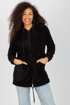 Women's hoodie Zip-Up Relaxed Fit Split Pockets Black – view 3