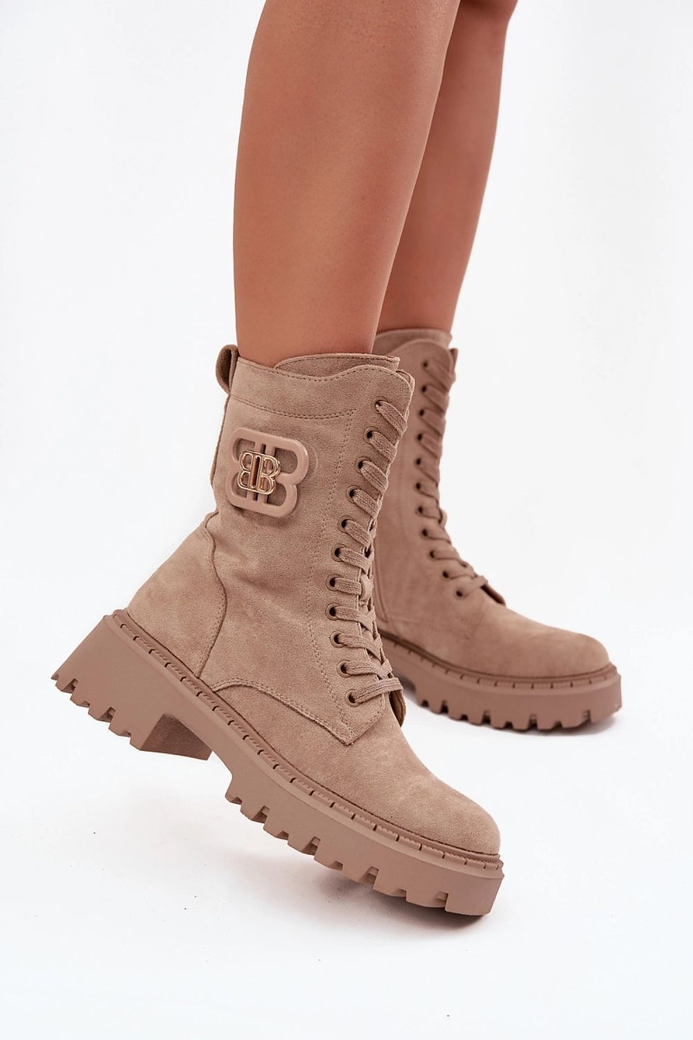 Women's Lace-Up Zip Worker Boots – Boots | GUOCALI – view 6