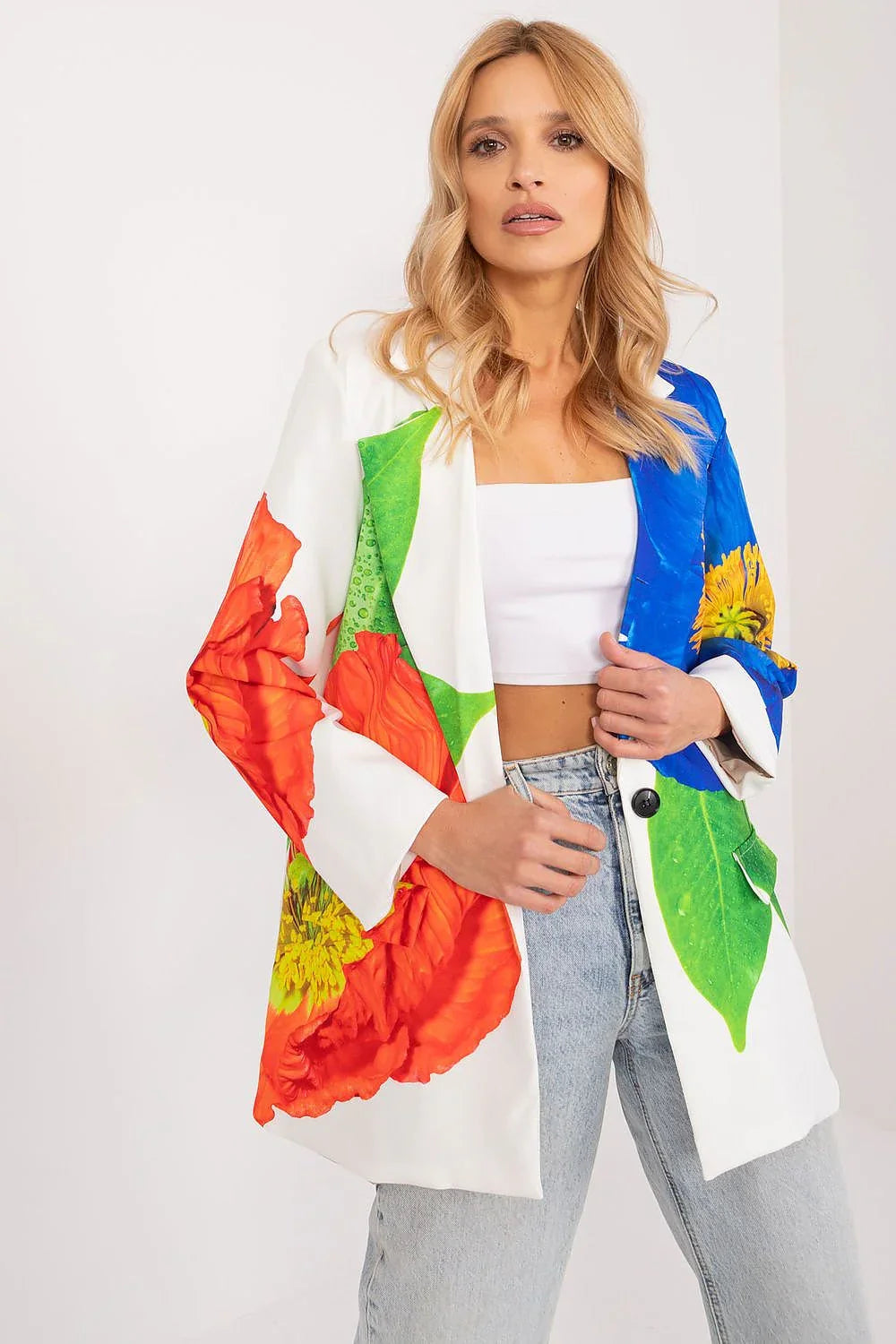 Women's Lightweight Button Blazer – White – Blazer | GUOCALI