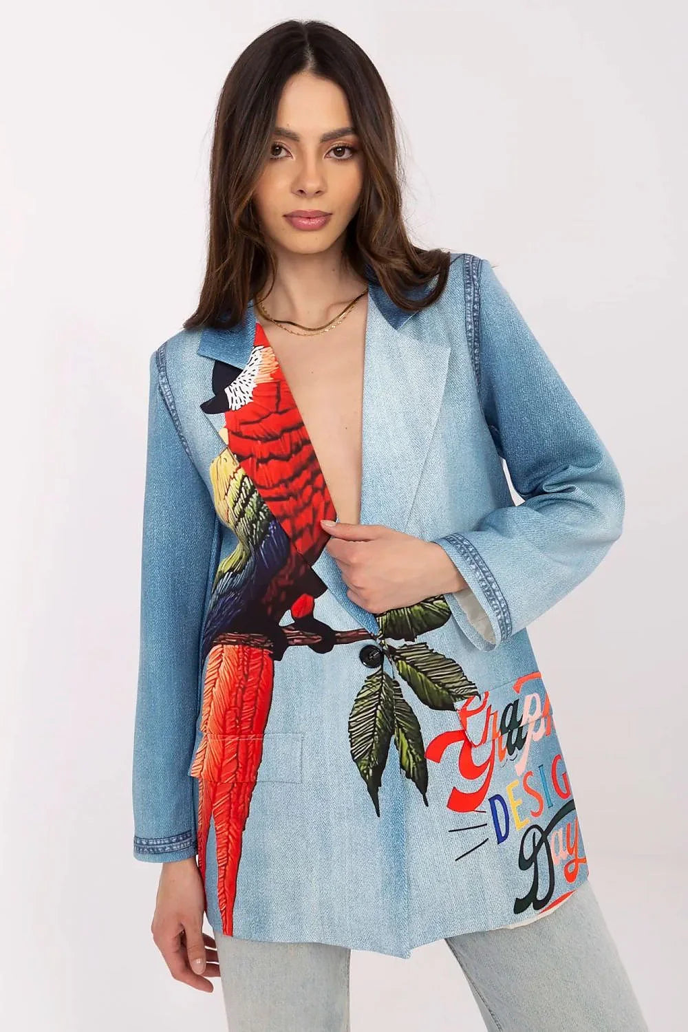 Women's Lightweight One-Button Blazer – Blue – Blazer | GUOCALI