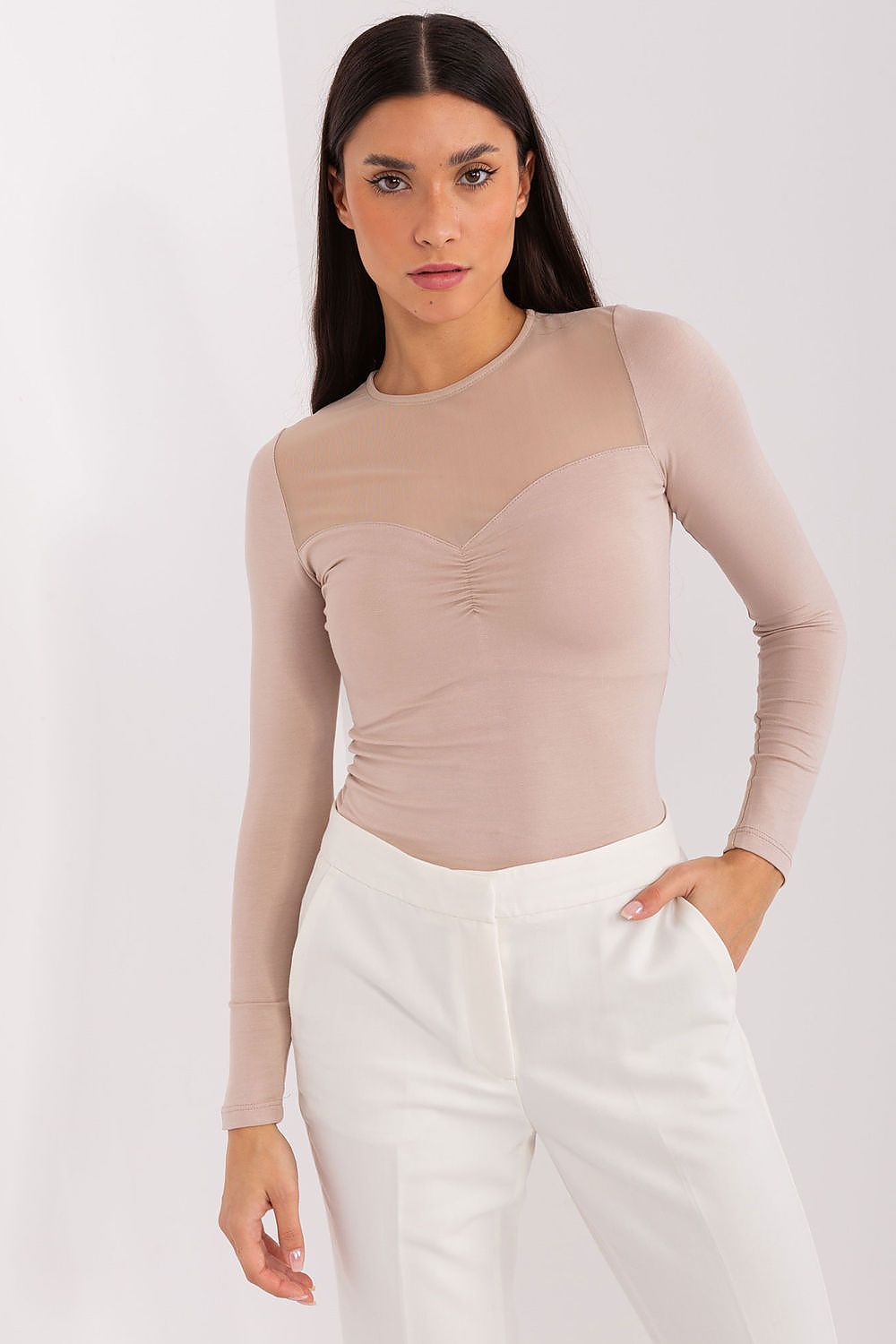 Women's Long-Sleeve Blouse - Solid Waist Length - Guocali