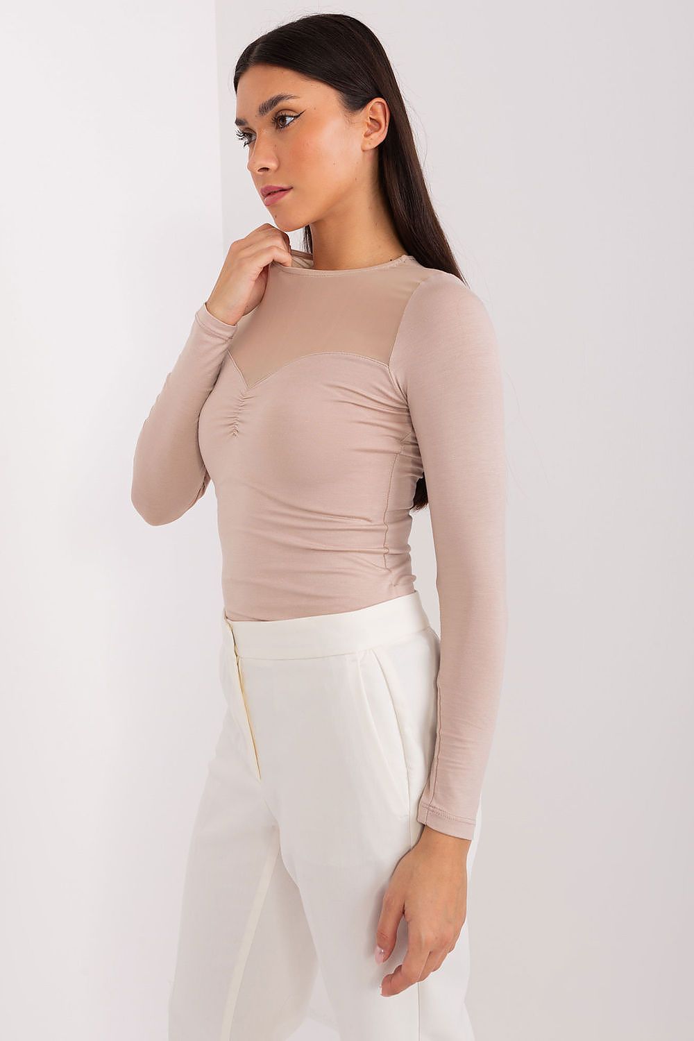 Women's Long-Sleeve Blouse - Solid Waist Length - Guocali