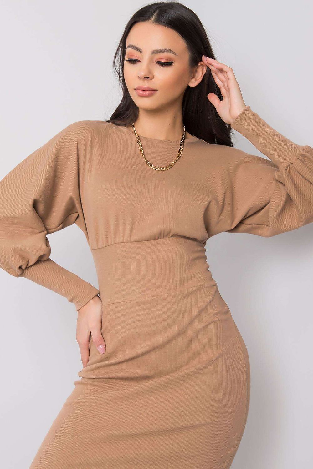 Women’s Red Slim Mini Crew Neck Dress - Guocali