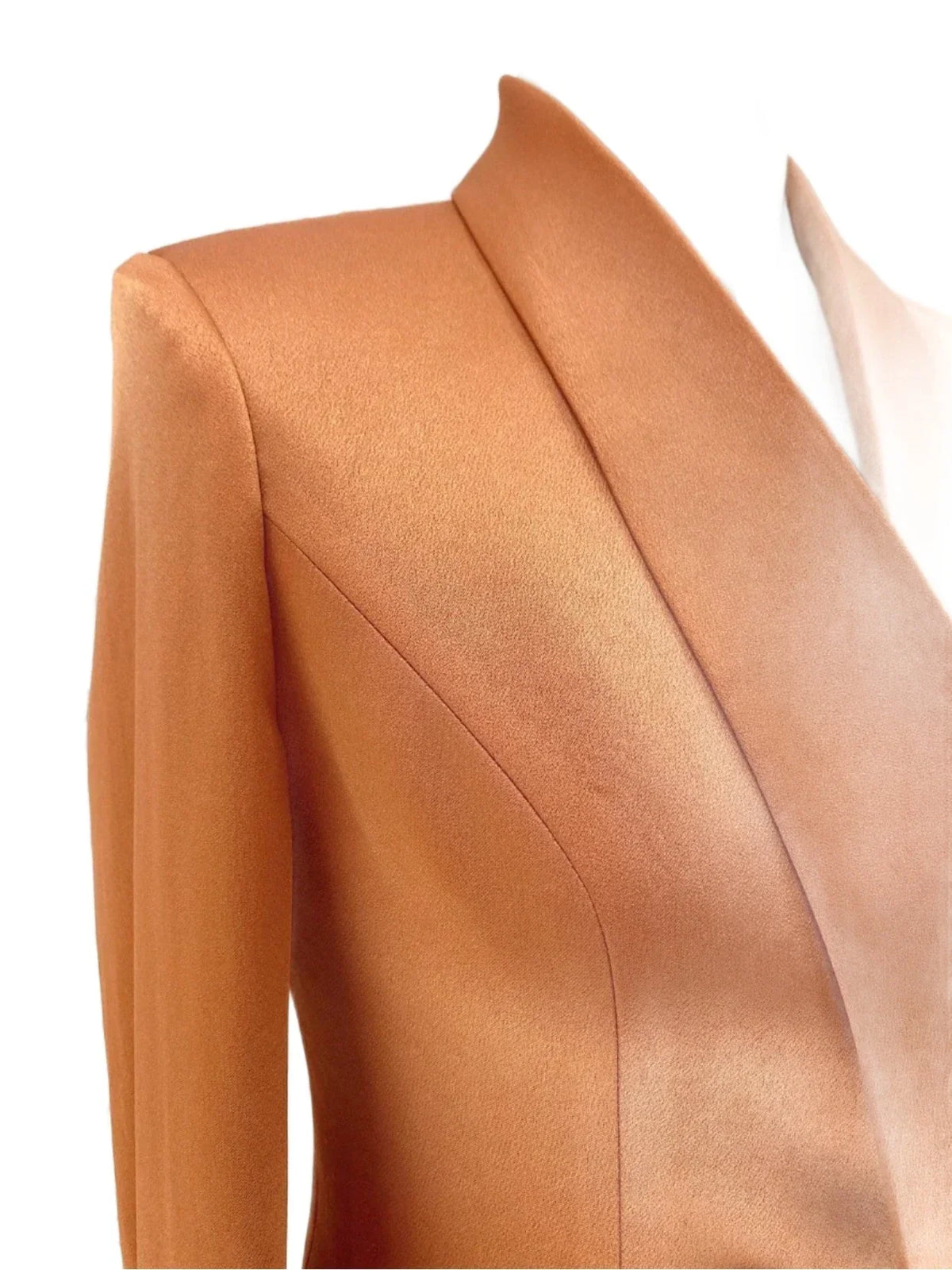 Women's Silk Satin Double-Breasted Pantsuit – Orange – Pant Suit | GUOCALI – view 4