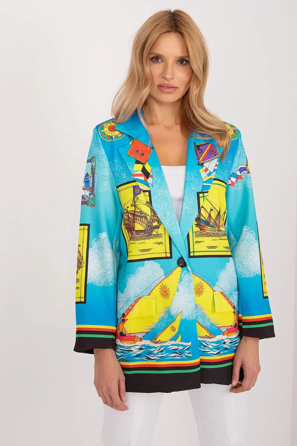 Women's Stretch Single-Button Blazer – Blue – Blazer | GUOCALI