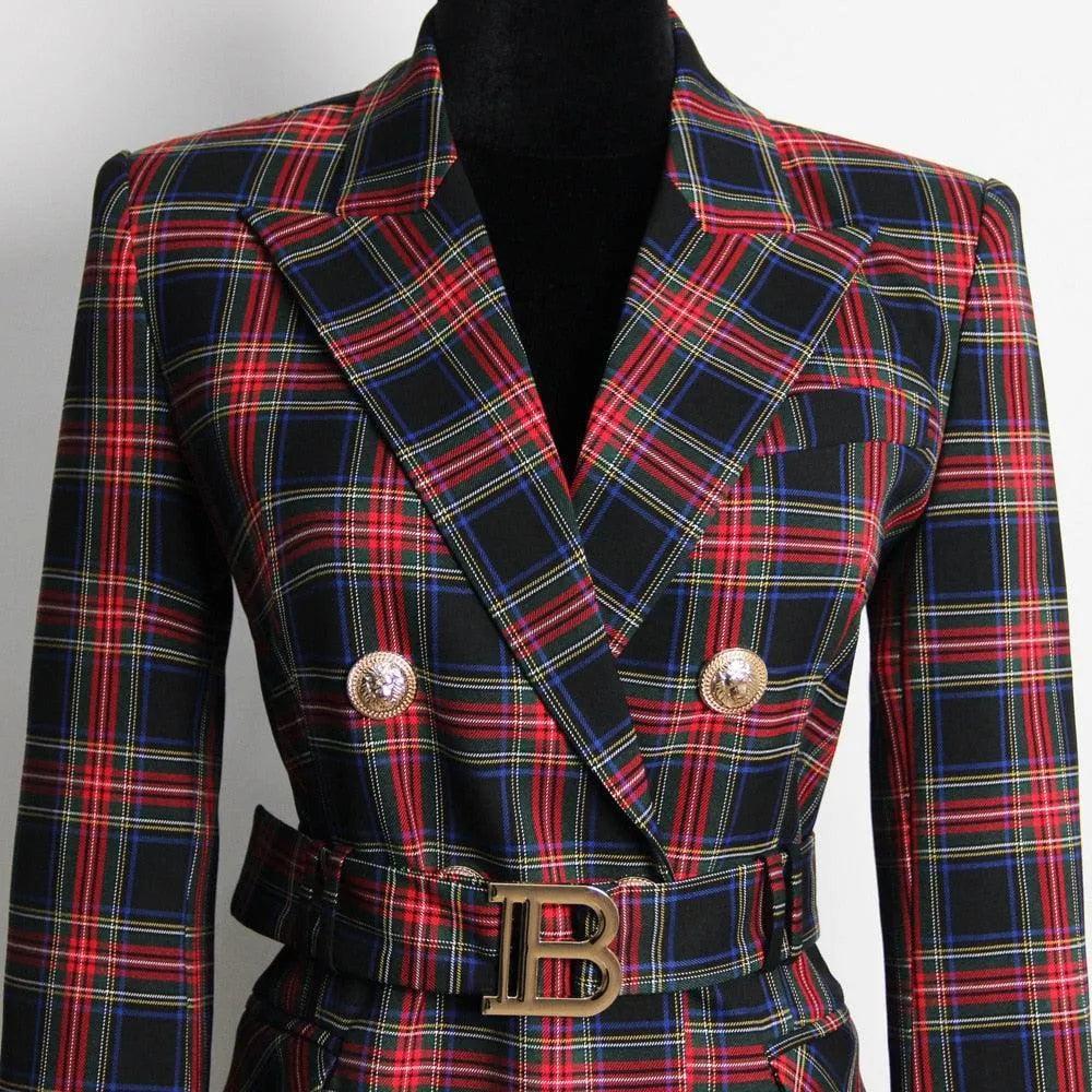 Women's Structured Double-Breasted Belted Blazer – Blazer | GUOCALI – view 3
