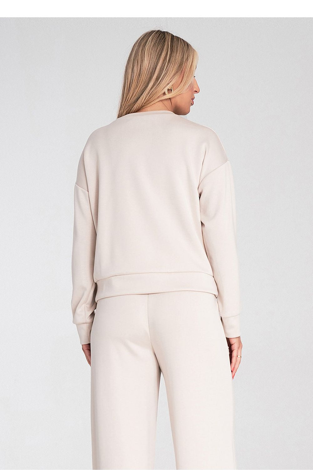 Women's sweatshirt beige pocket detail view