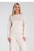 Women's sweatshirt beige long sleeves casual view