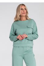 Women's sweatshirt green crew neck regular fit side view