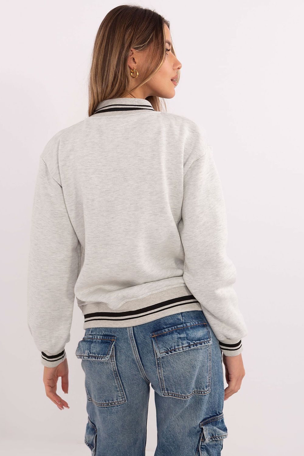 Women's sweatshirt grey cotton blend casual look