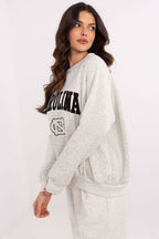 Women's sweatshirt grey raglan sleeves alternate view