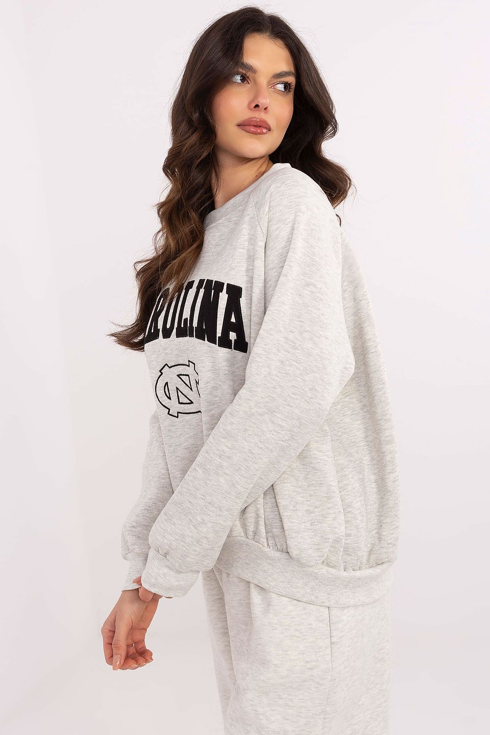 Women's sweatshirt grey raglan sleeves alternate view