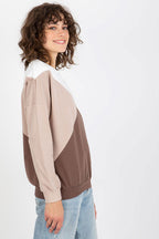 Women's Sweatshirt Color Block Crew Neck Cotton Blend – Sweatshirt | GUOCALI – view 5
