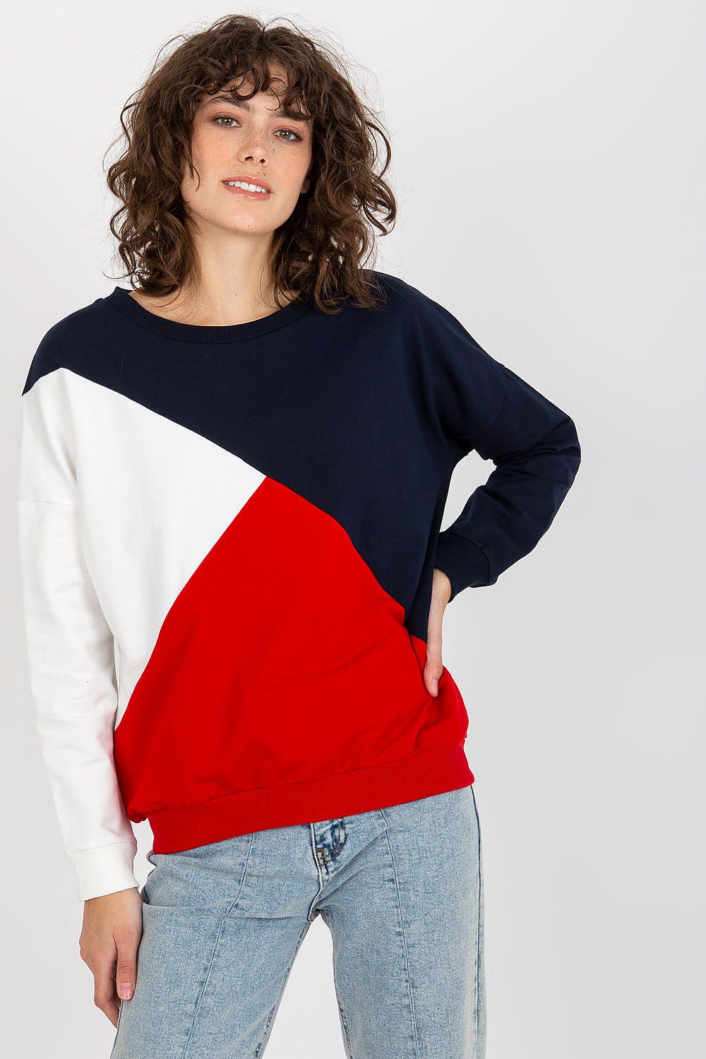 Women's Sweatshirt Color Block Crew Neck Cotton Blend – Sweatshirt | GUOCALI – view 9