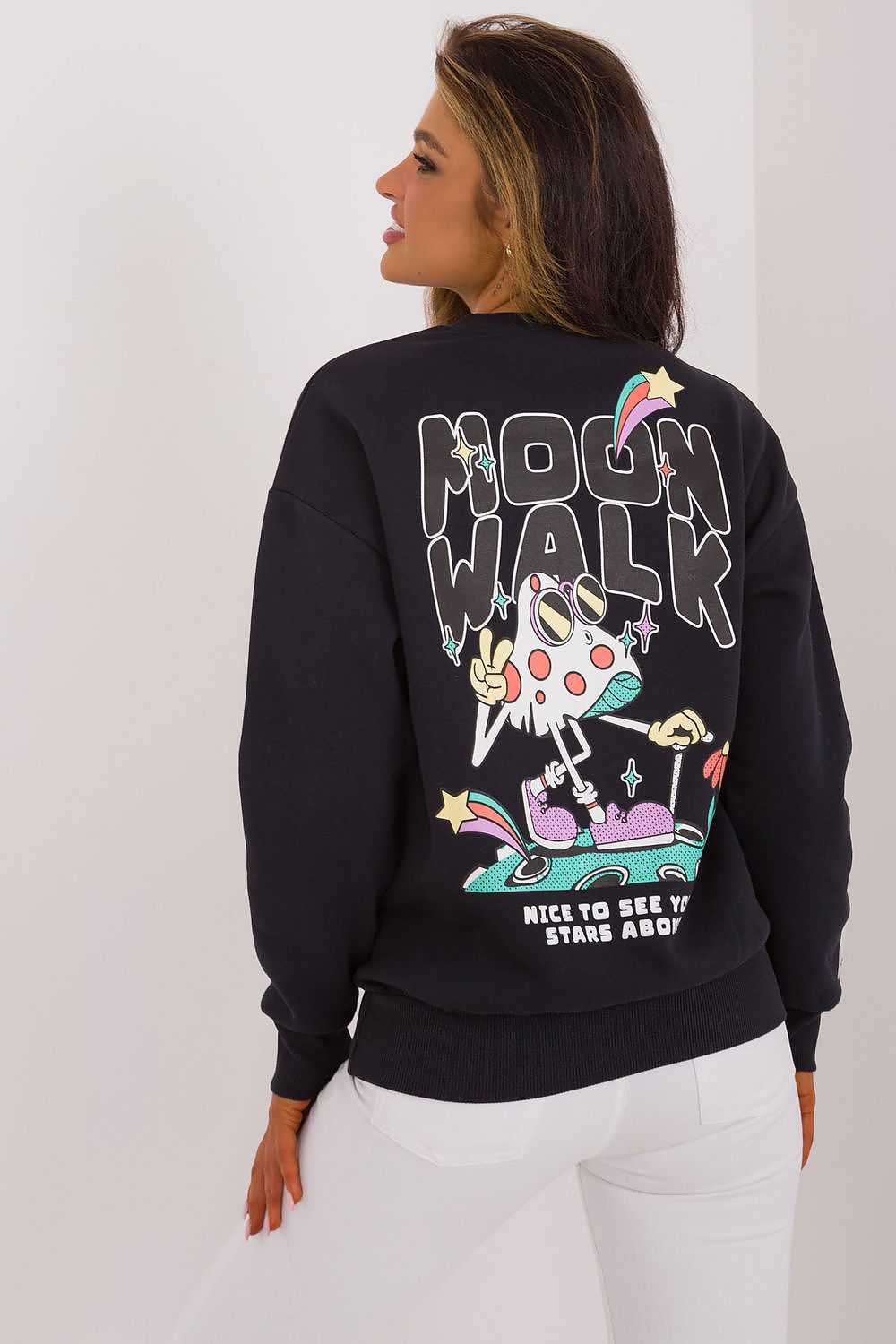 Women's Sweatshirt Crew Neck Back Print Cotton Blend – Sweatshirt | GUOCALI – view 6