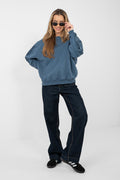 Women's sweatshirt blue crew neck front view