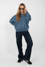 Women's sweatshirt blue crew neck front view