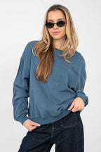 Women's sweatshirt blue loose fit casual view