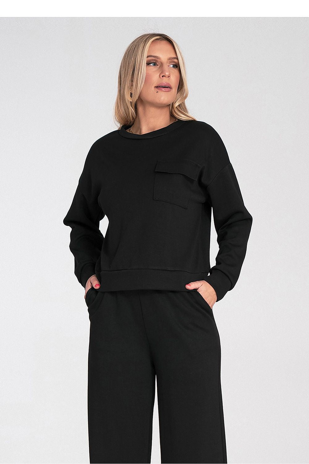 Women's Sweatshirt Crew Neck Chest Flap Pocket – Sweatshirt | GUOCALI – view 4