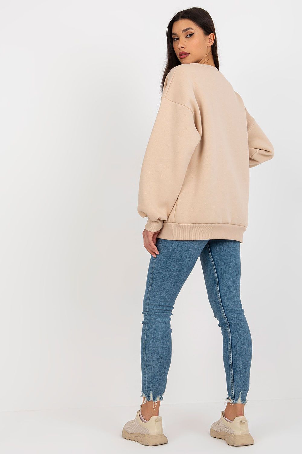 Women's sweatshirt beige regular fit casual view
