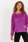 Women's sweatshirt Crew Neck Geometric Kangaroo Pocket Pink – main view