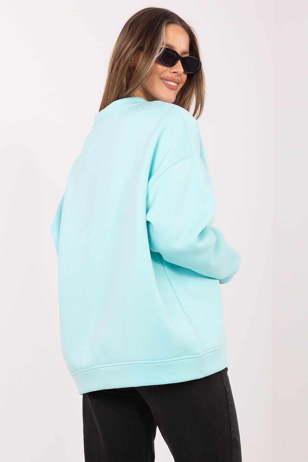 Women's sweatshirt green loose fit casual view