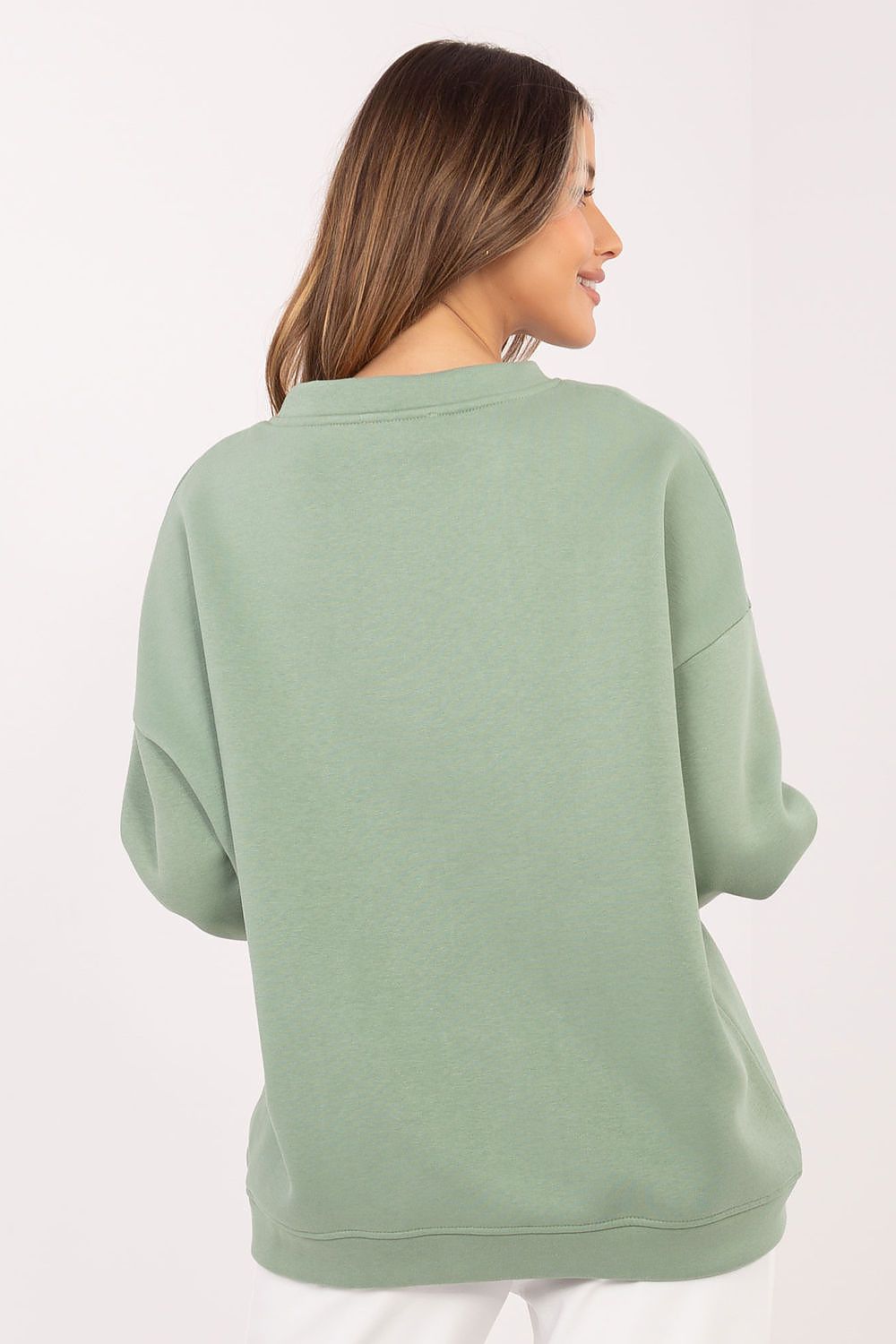 Women's sweatshirt green second shade graphic detail view