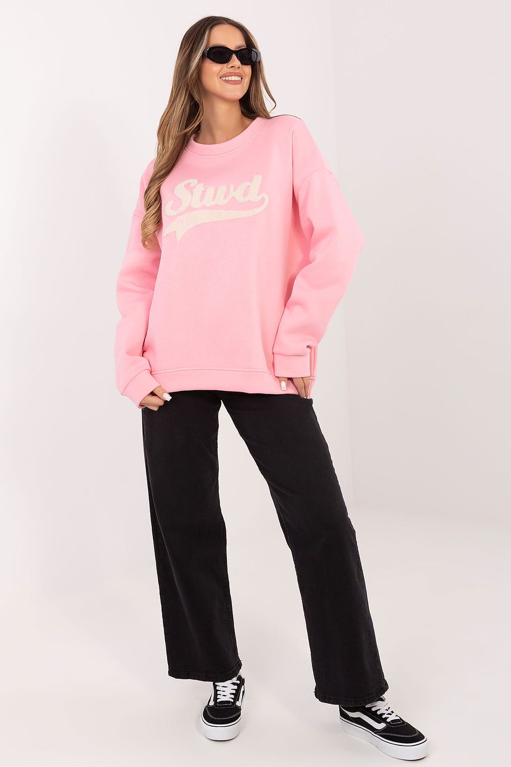 Women's sweatshirt pink long sleeves side view