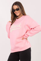 Women's sweatshirt pink loose fit casual view