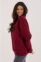 Women's sweatshirt red graphic detail view