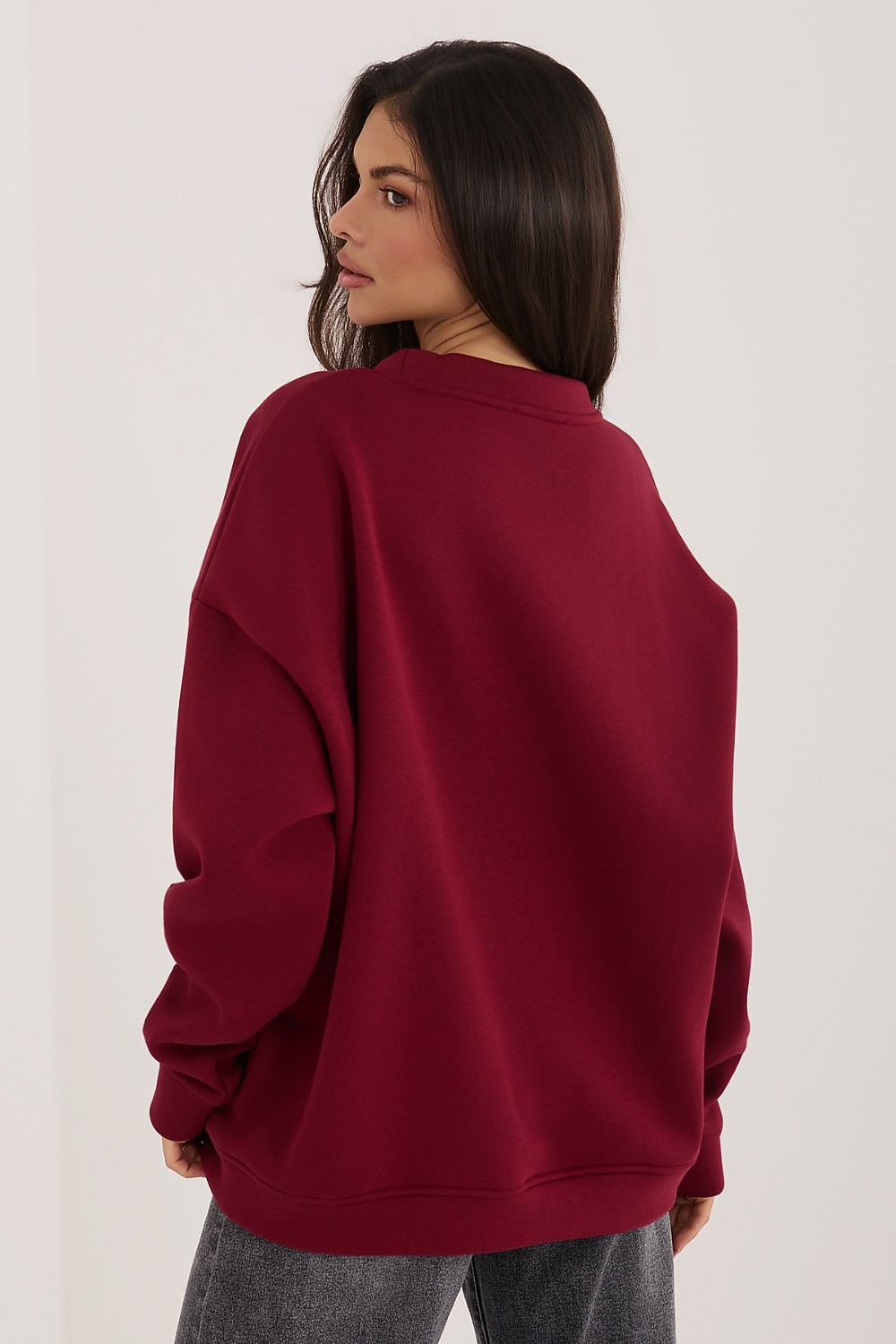 Women's sweatshirt red loose fit casual view
