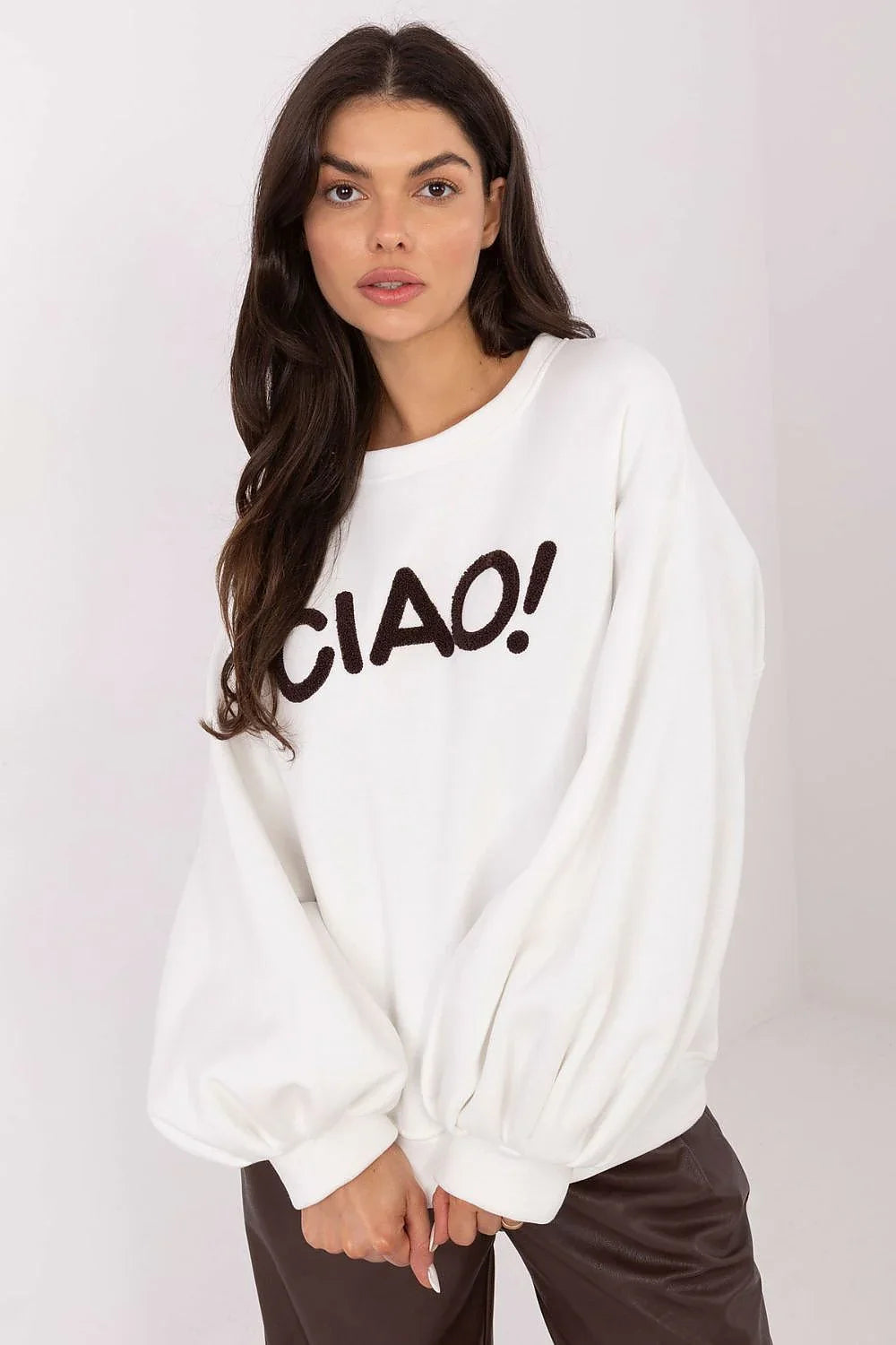 Women's sweatshirt Crew Neck Graphic Waist Length Cotton Stretch – view 11