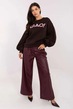Women's sweatshirt Crew Neck Graphic Waist Length Cotton Stretch – view 2