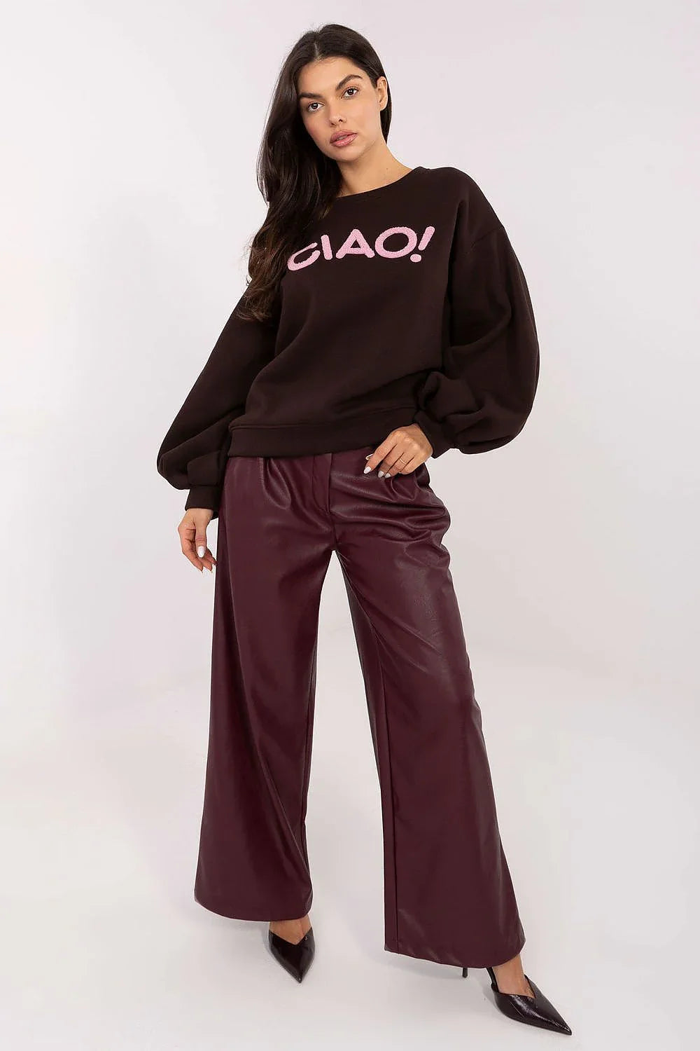 Women's sweatshirt Crew Neck Graphic Waist Length Cotton Stretch – view 2