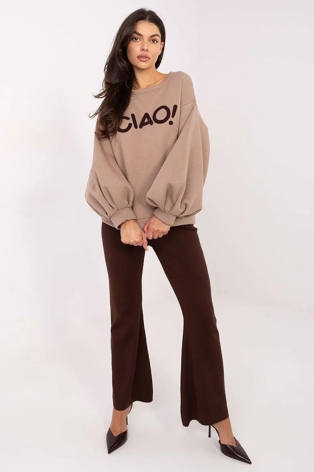 Women's sweatshirt Crew Neck Graphic Waist Length Cotton Stretch – view 6