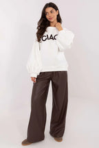 Women's sweatshirt Crew Neck Graphic Waist Length Cotton Stretch – view 9