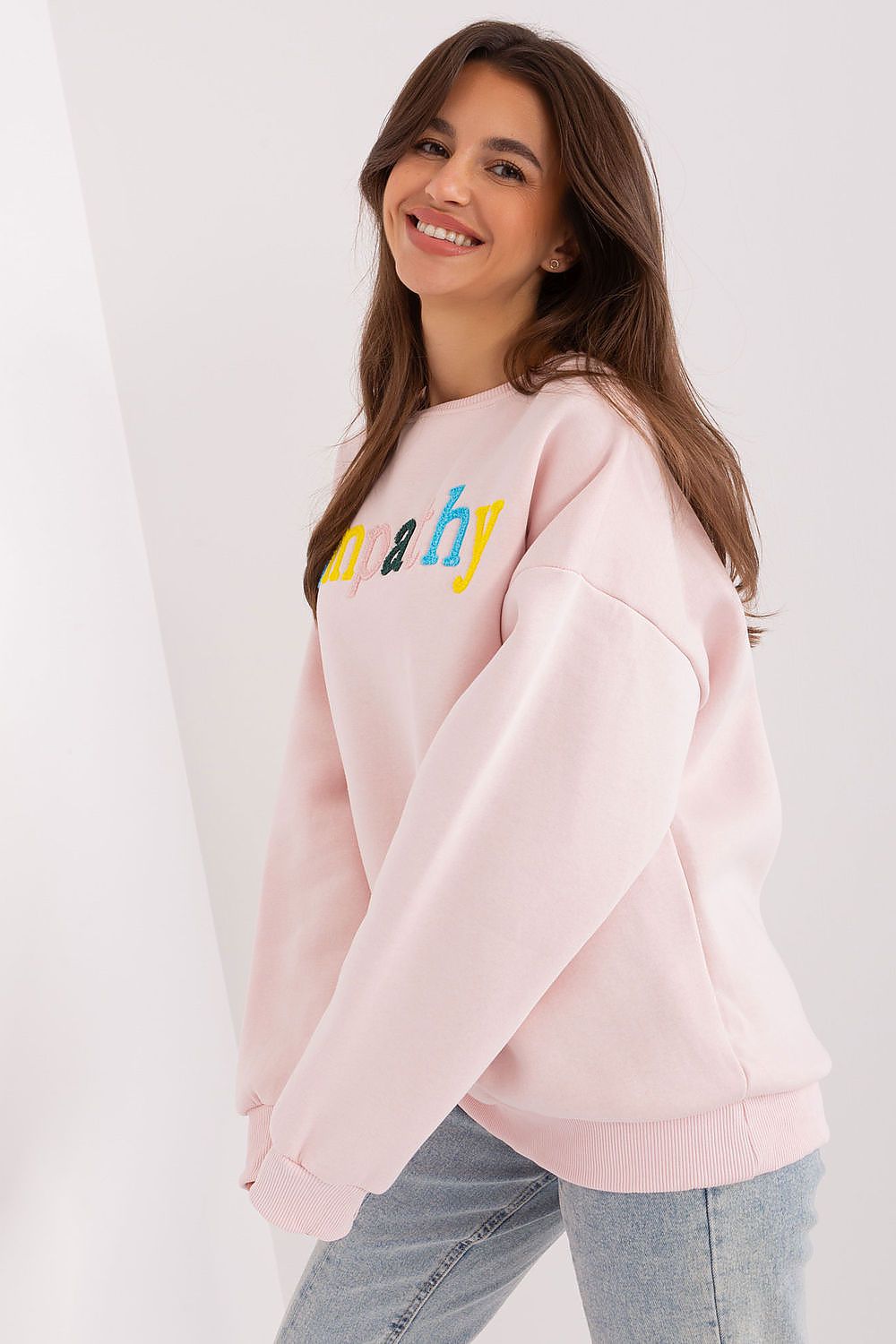 Women's Sweatshirt Crew Neck Letter Print Textured Cotton Blend – Sweatshirt | GUOCALI – view 3