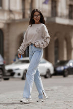 Women's sweatshirt beige long sleeves side view