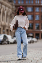 Women's sweatshirt pink long sleeves side view