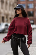 Women's sweatshirt red crew neck loose fit front view