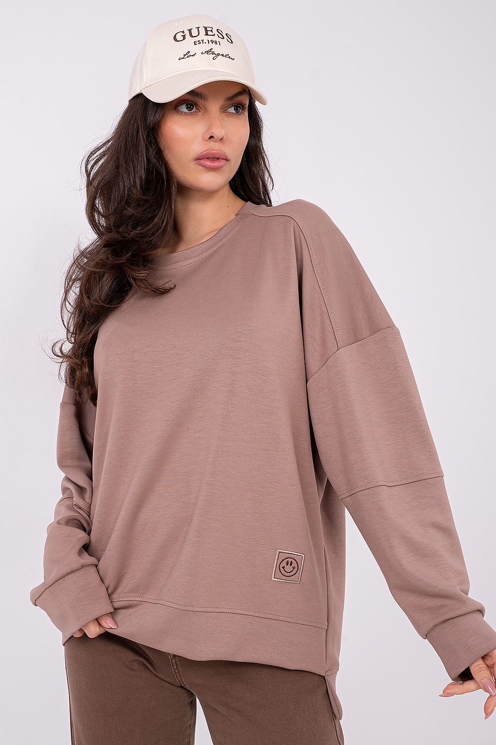 Women's Sweatshirt Crew Neck Loose Fit Viscose Blend – Sweatshirt | GUOCALI – view 8