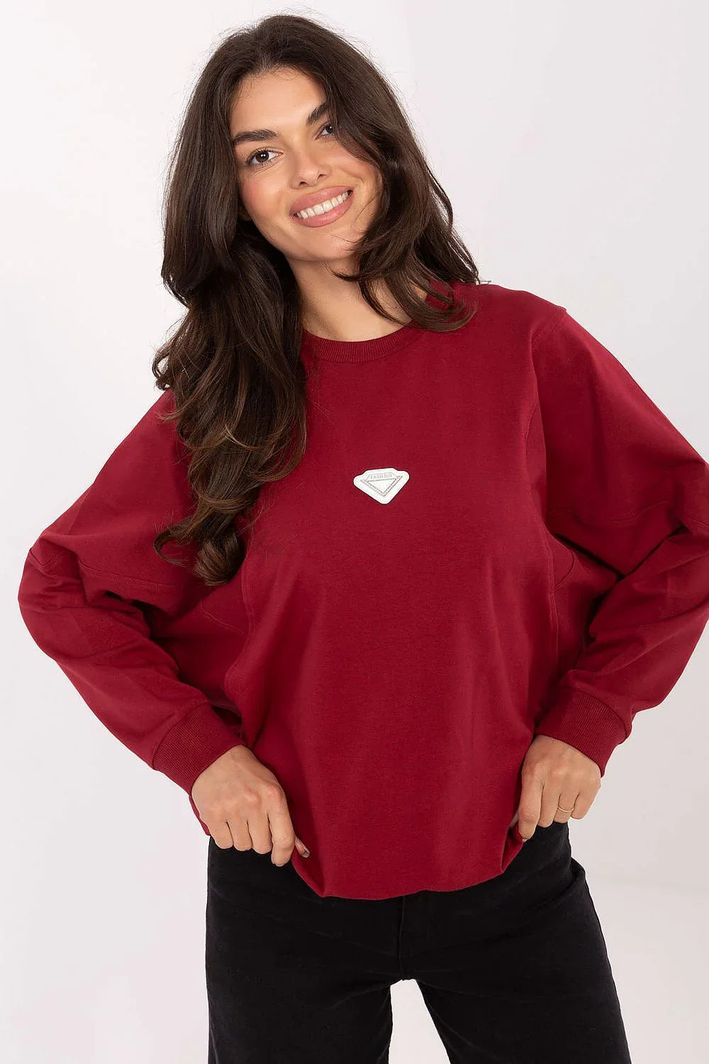 Women's sweatshirt Crew Neck Minimalist Pullover Cotton Stretch – main view