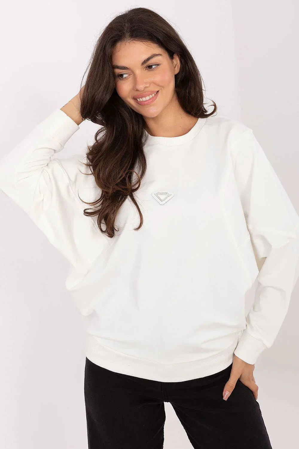 Women's sweatshirt Crew Neck Minimalist Pullover Cotton Stretch – view 10