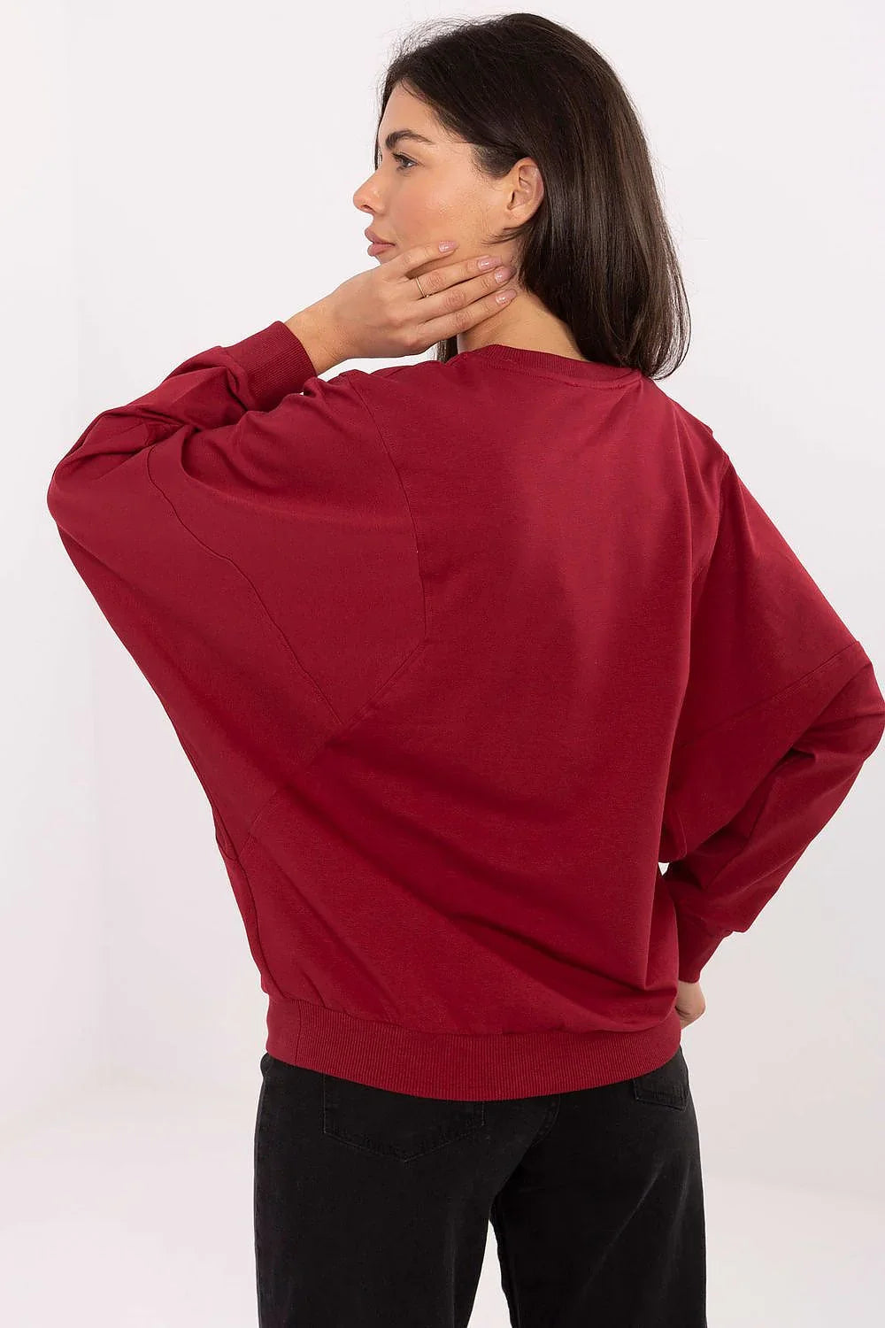 Women's sweatshirt Crew Neck Minimalist Pullover Cotton Stretch – view 3