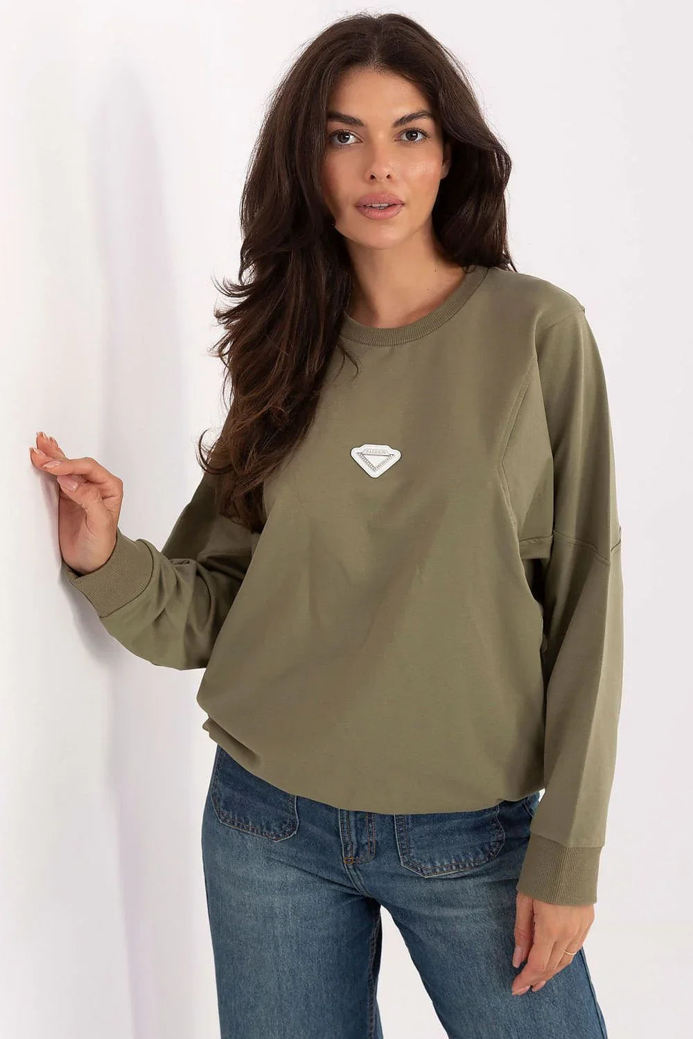 Women's sweatshirt Crew Neck Minimalist Pullover Cotton Stretch – view 4