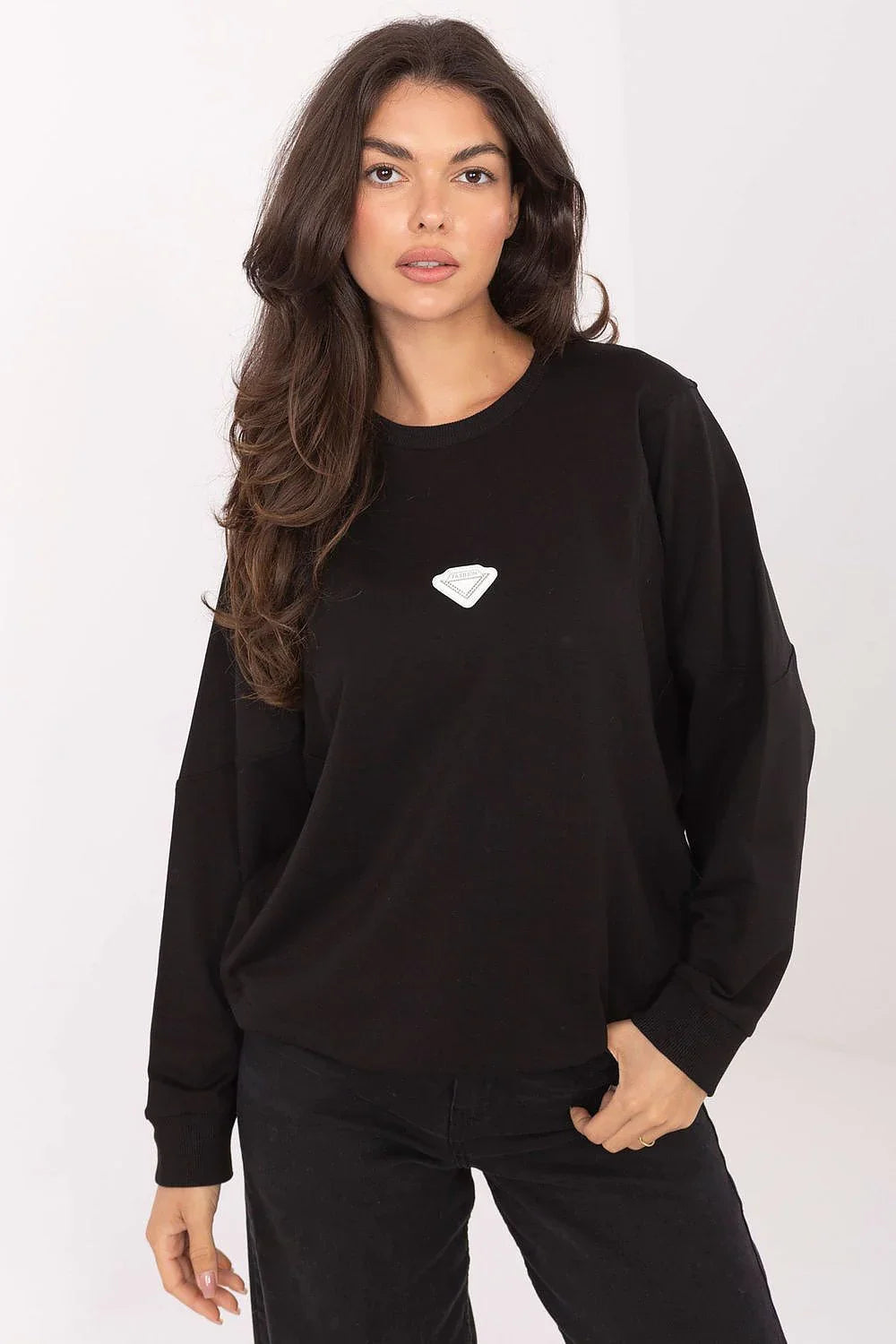 Women's sweatshirt Crew Neck Minimalist Pullover Cotton Stretch – view 7