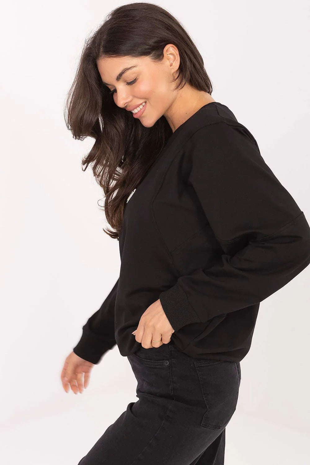 Women's sweatshirt Crew Neck Minimalist Pullover Cotton Stretch – view 8