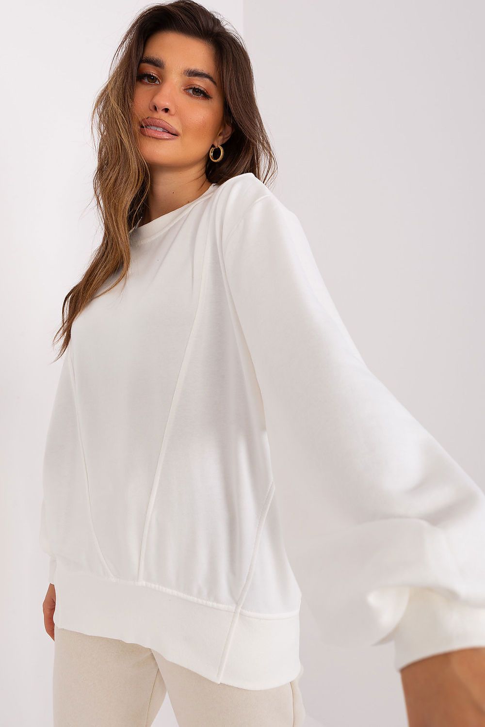 Women's sweatshirt beige long sleeves alternate view