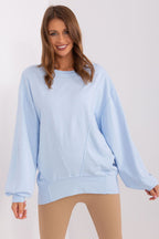 Women's sweatshirt blue crew neck oversized front view