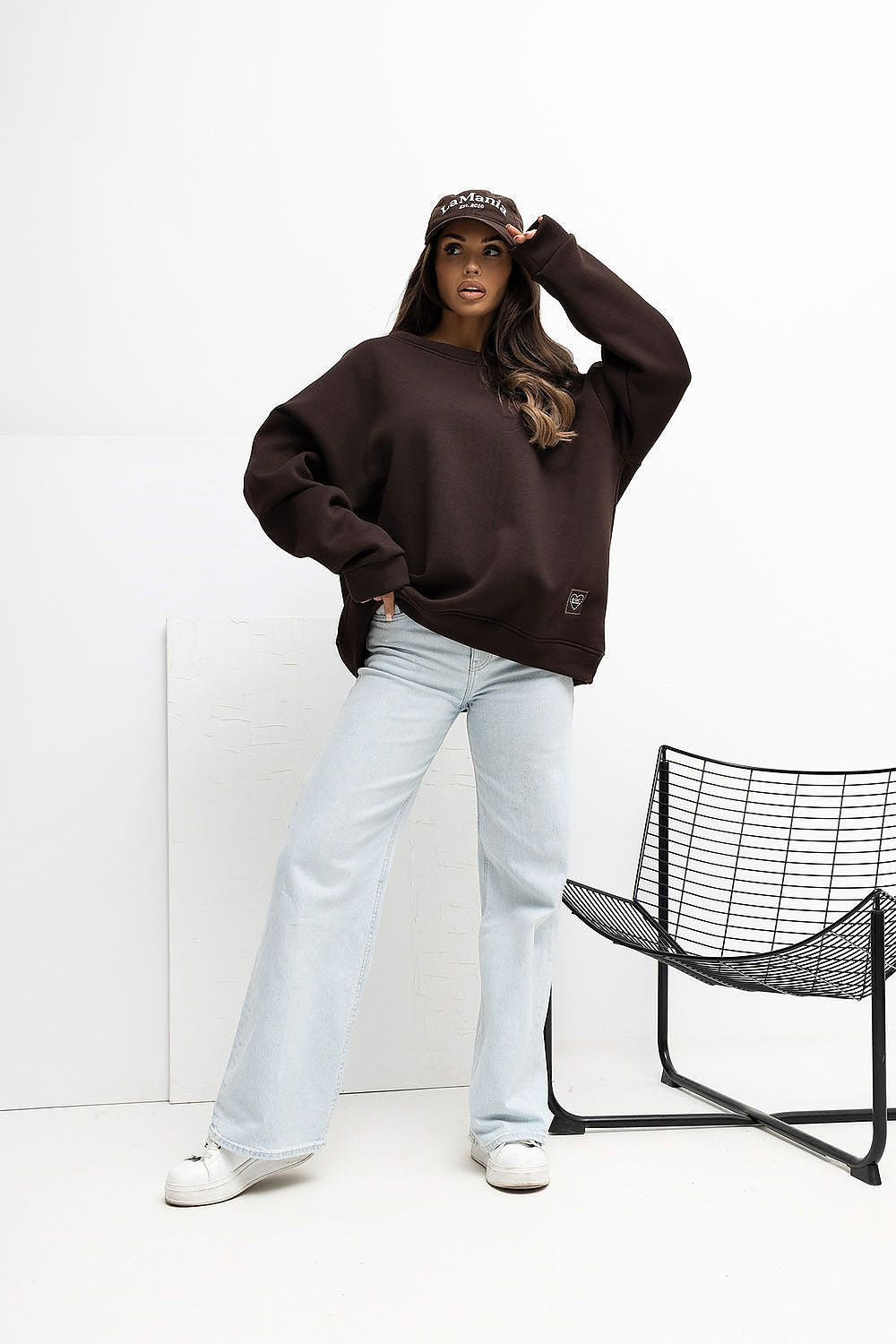 Women's Sweatshirt Crew Neck Oversized Cotton Blend – Sweatshirt | GUOCALI – view 10